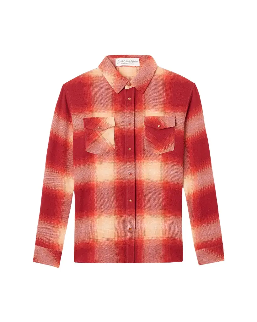 God's True Cashmere Tomato Shadow Plaid Cashmere Sport Shirt