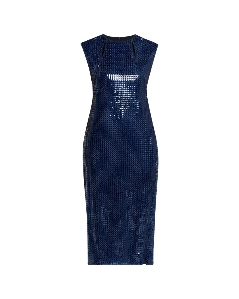 Akris Corded Sequin Chiffon Midi Sheath Dress