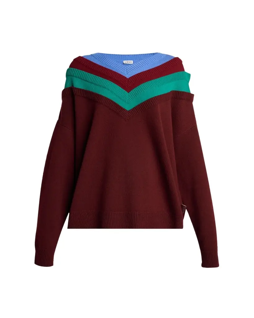 Loewe x Albers Layered V-Neck Wool Sweater