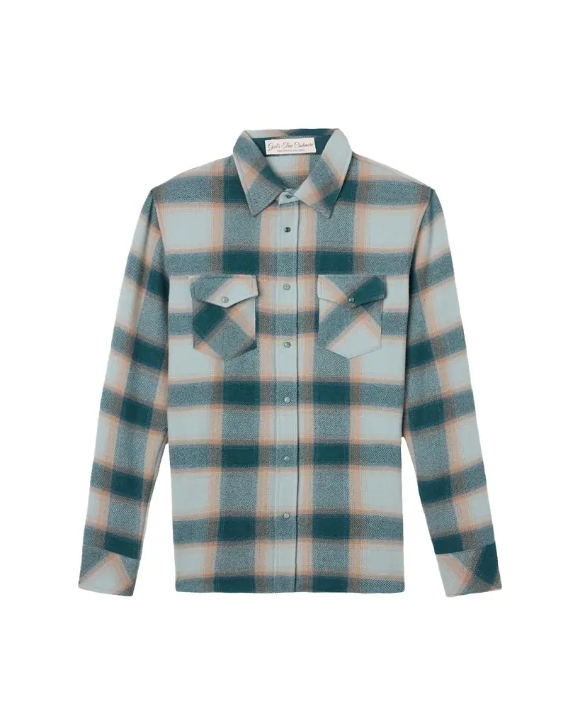 God's True Cashmere Cashmere Plaid Two-Pocket Button-Down Shirt
