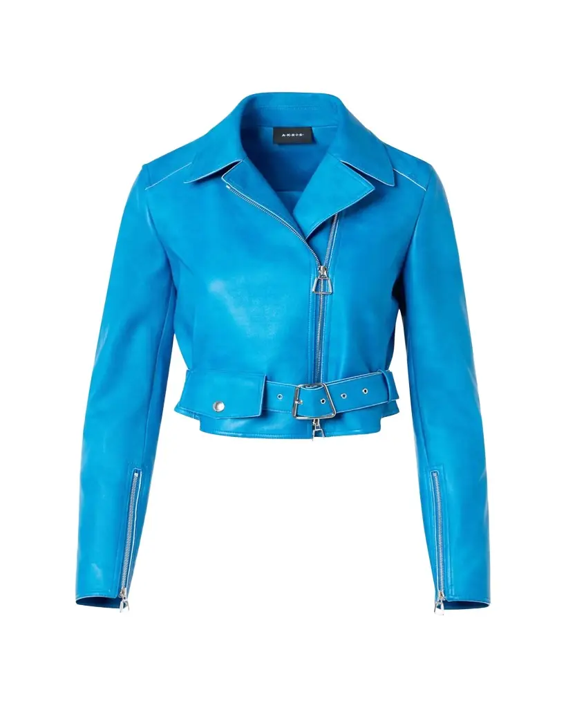 Akris Avril Cropped Nappa Leather Jacket