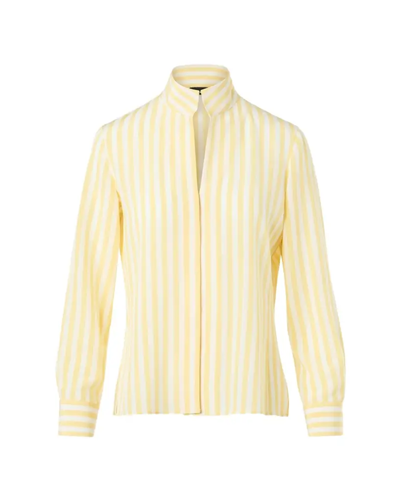 Akris Striped Silk Crepe Button-Down Shirt