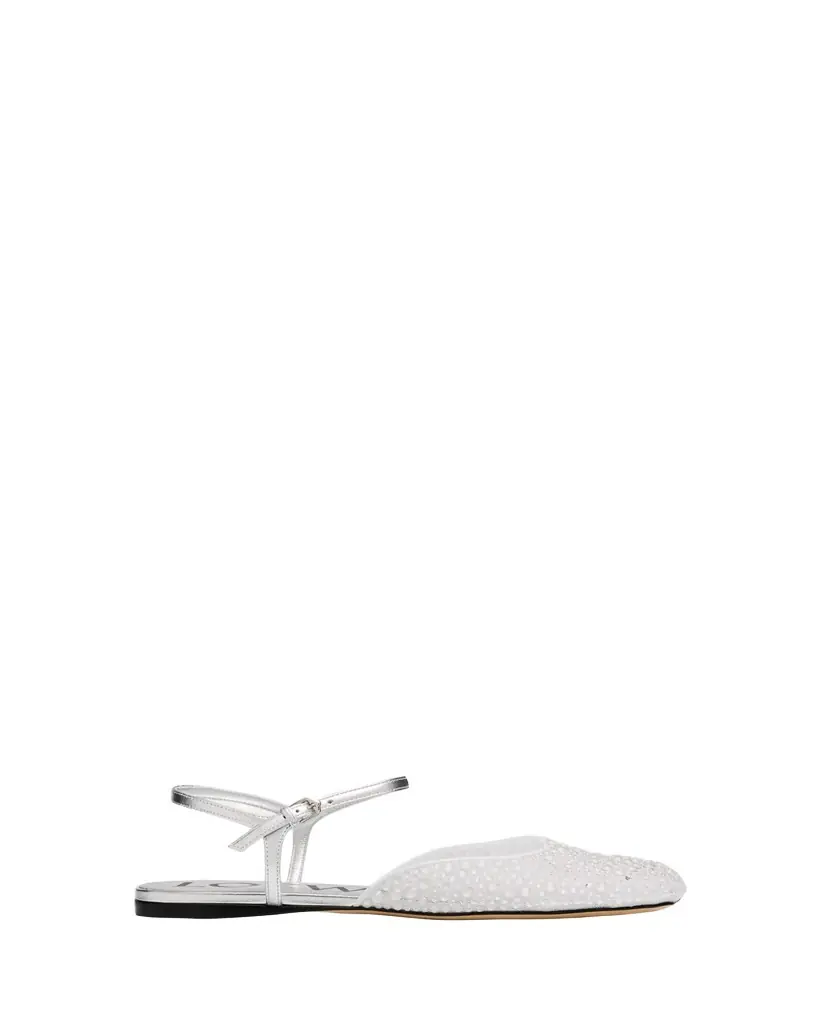 Loewe Toy Embellished Mesh Ankle-Strap Ballerina Flats