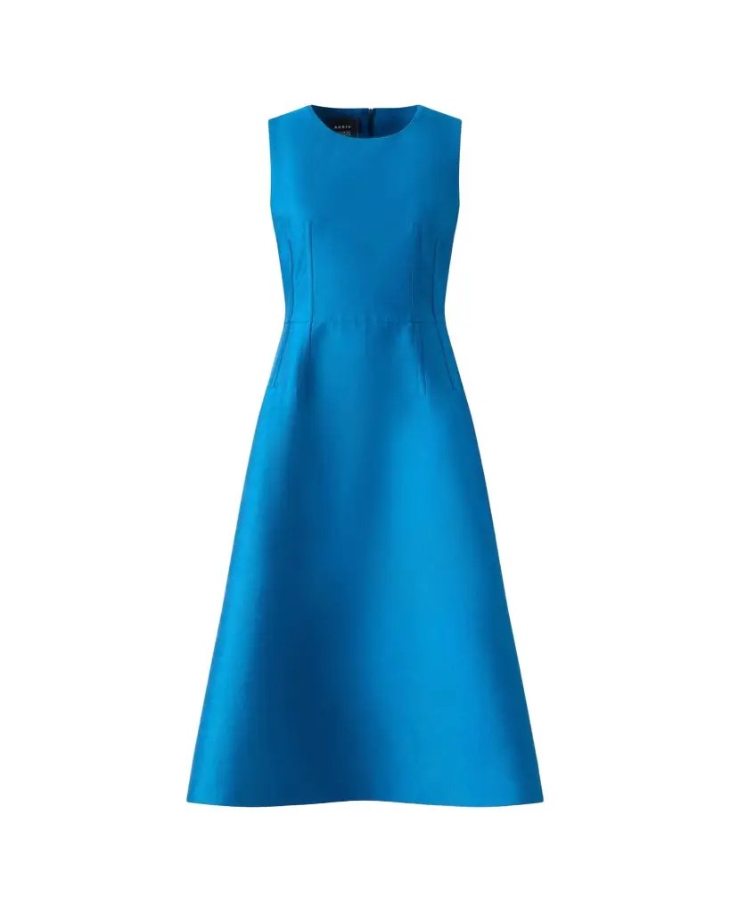 Akris Dupion Sleeveless Silk Shantung Midi Dress