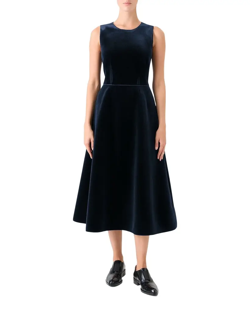 Akris Sleeveless Velvet Midi Cocktail Dress