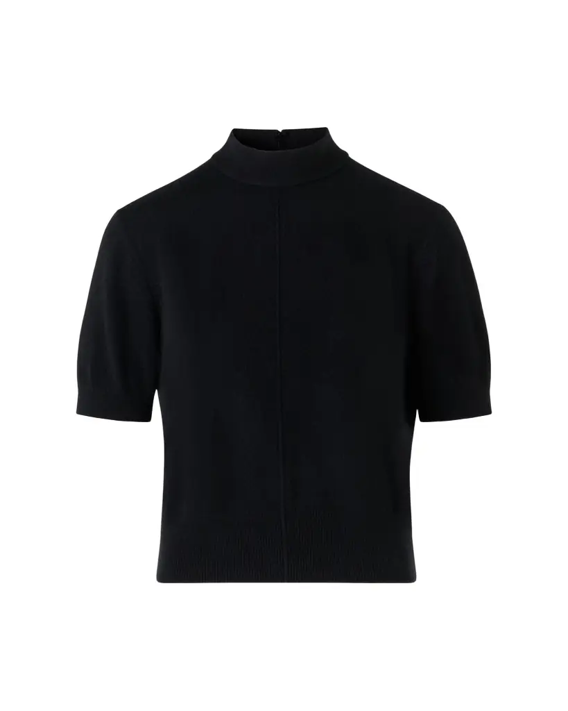Akris Mock-Neck Short-Sleeve Cashmere Sweater