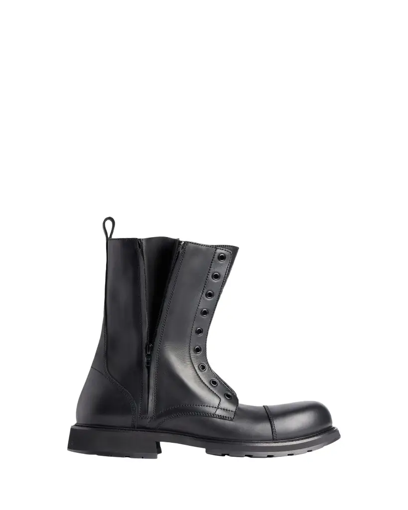 Balenciaga Men's Truck Leather Cap-Toe Lace-Up Boots