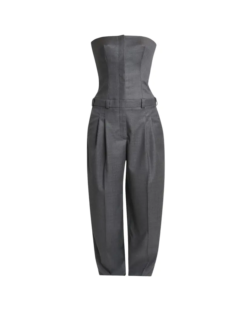 Givenchy Bustier Pleated Straight-Leg Jumpsuit