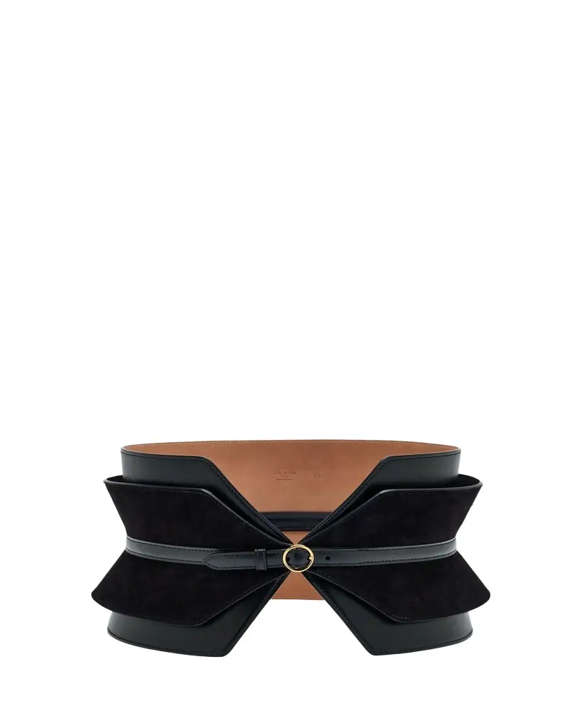 ALAIA Double Bustier Belt in Leather and Suede