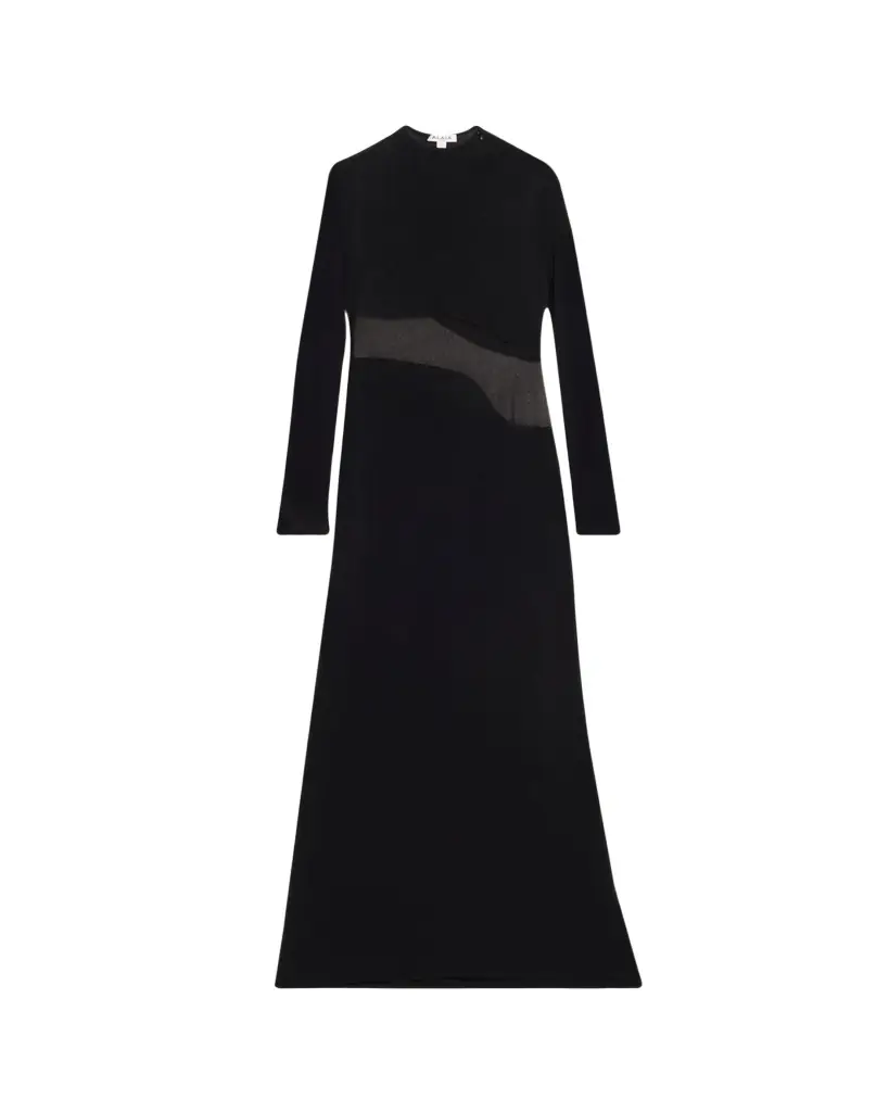 ALAIA Sheer Bodice High-Neck Dress