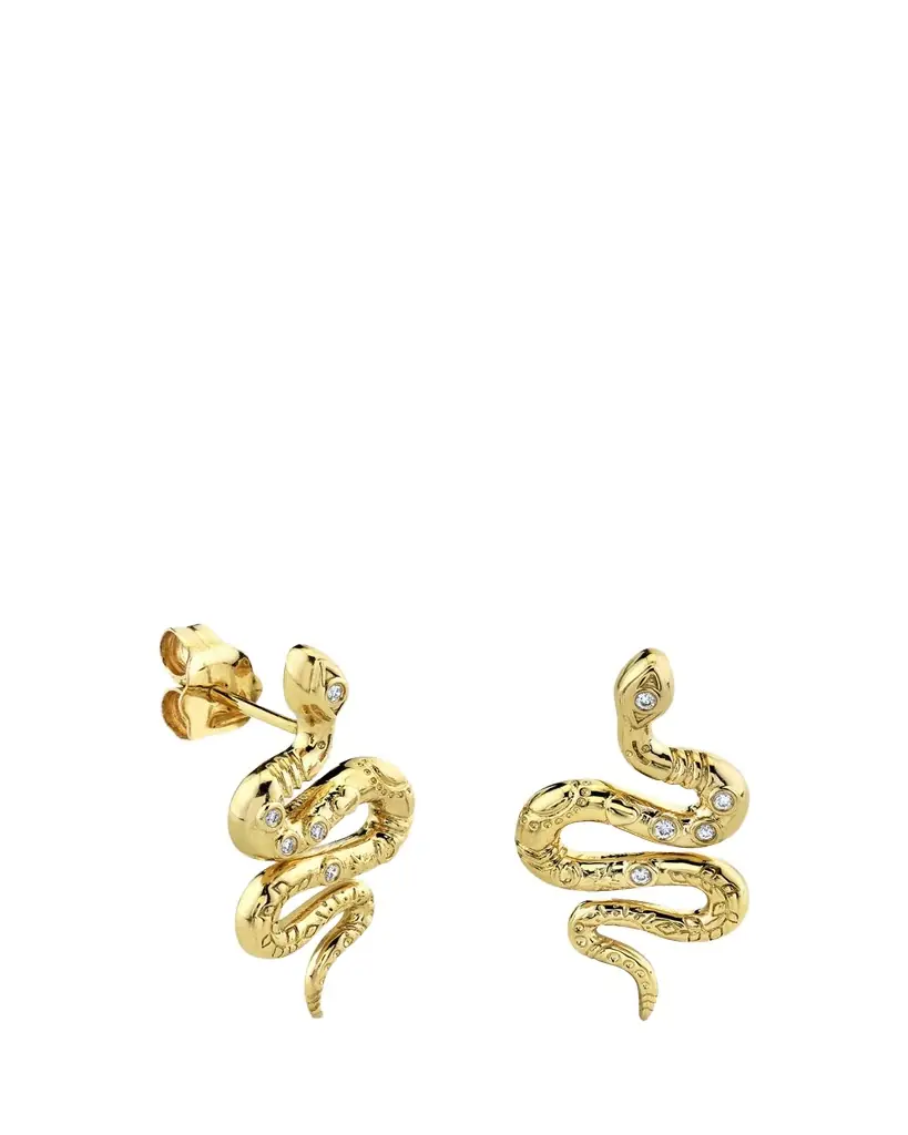 Sydney Evan 14K Yellow Gold Diamond Snake Stud Earring, Single