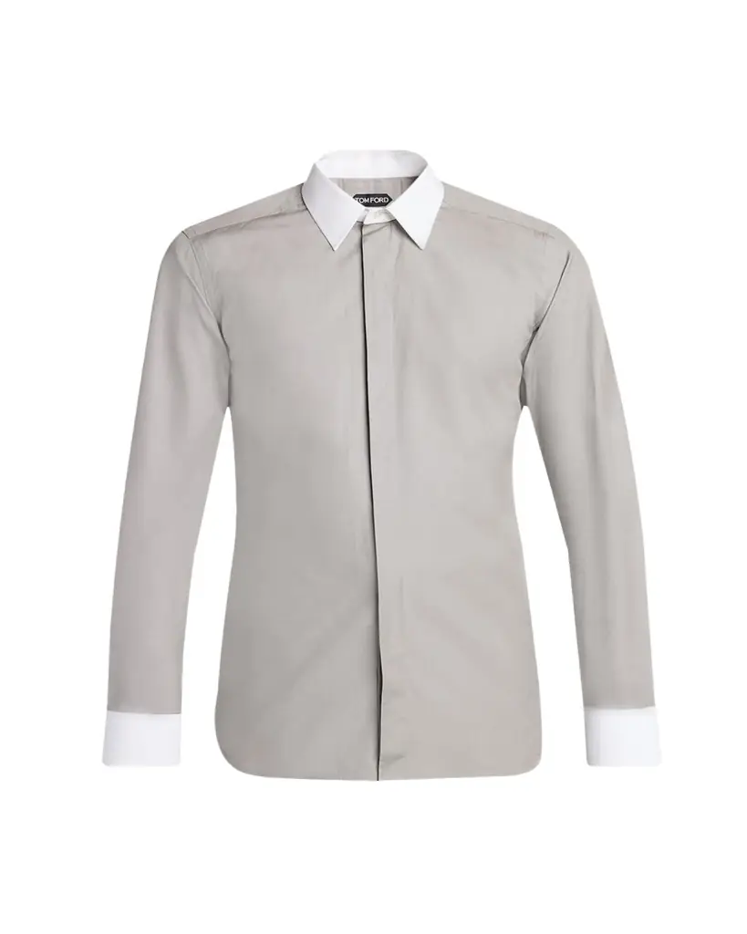 TOM FORD Men's Poplin Contrast-Trim Sport Shirt