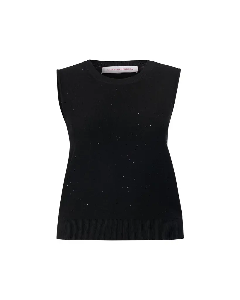 Carolina Herrera Sequined Wool-Blended Tank Top