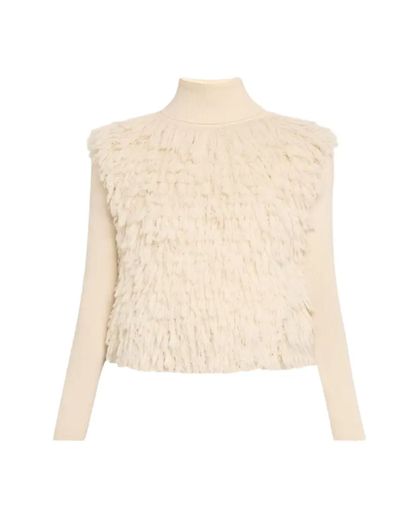 Brandon Maxwell The Chapin Furry Knit Turtleneck Sweater