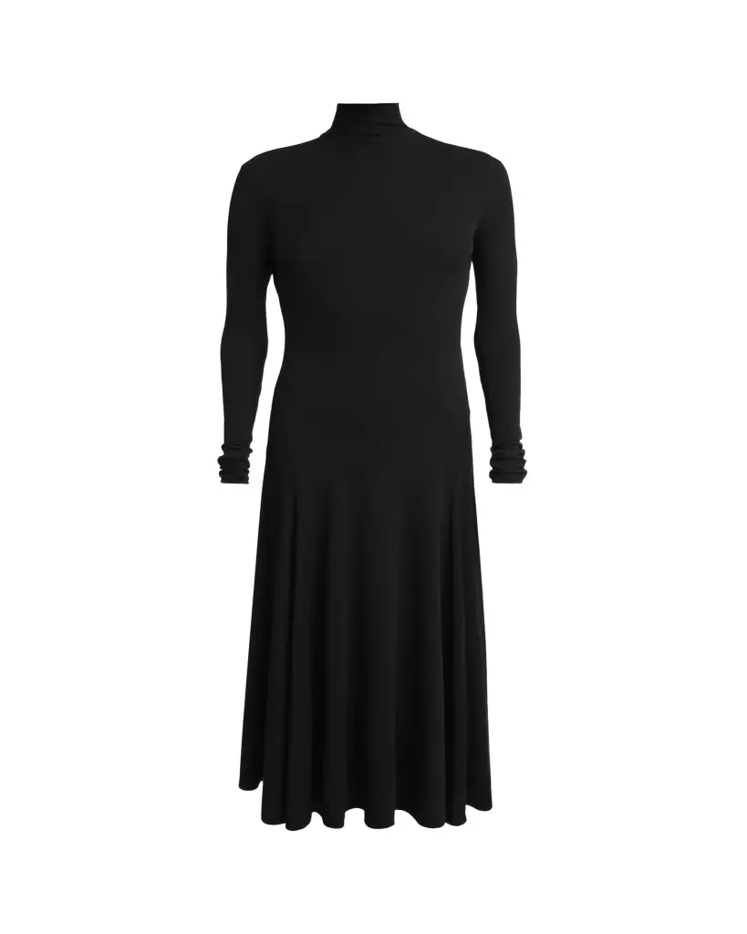 ALAIA Heart Cutout Turtleneck Long-Sleeve Maxi Dress