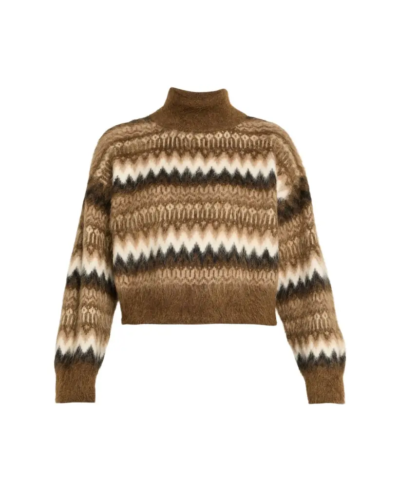 Brunello Cucinelli Fair Isle Mohair Turtleneck Sweater