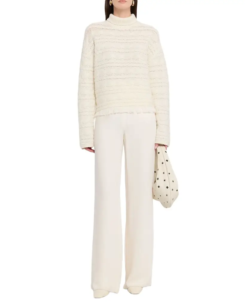 Guest in Residence Cropped Cable Turtleneck Sweater