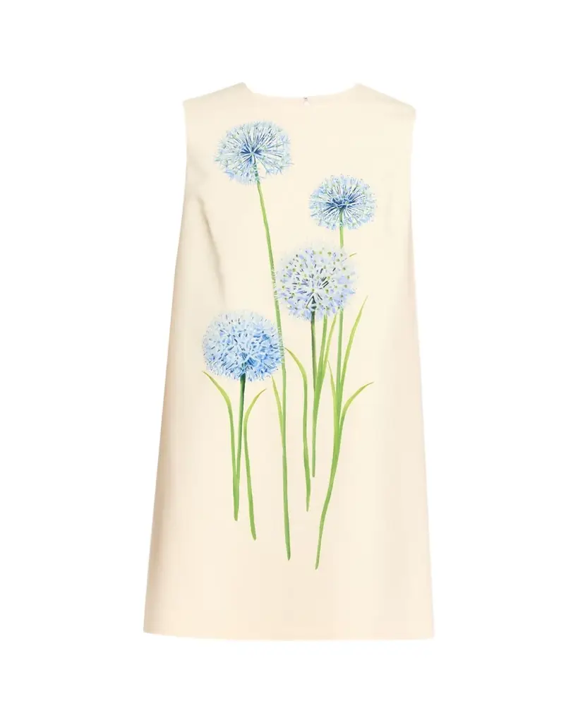 Oscar de la Renta Alliums-Print Sleeveless Mini Shift Dress