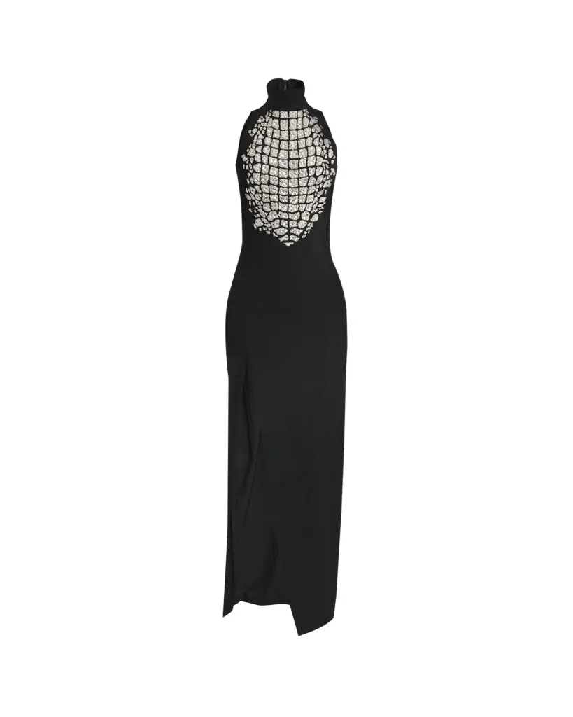 Balmain Halterneck Embroidered-Croco Dress