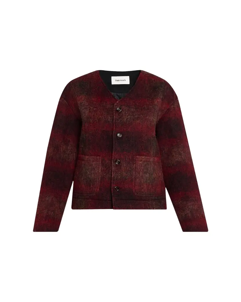 TONYWACK V-Neck Plaid Mohair Jacket