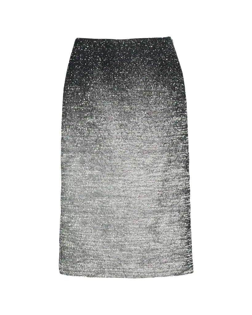 Oscar de la Renta Ombre Metallic Boucle Jacquard Midi Pencil Skirt