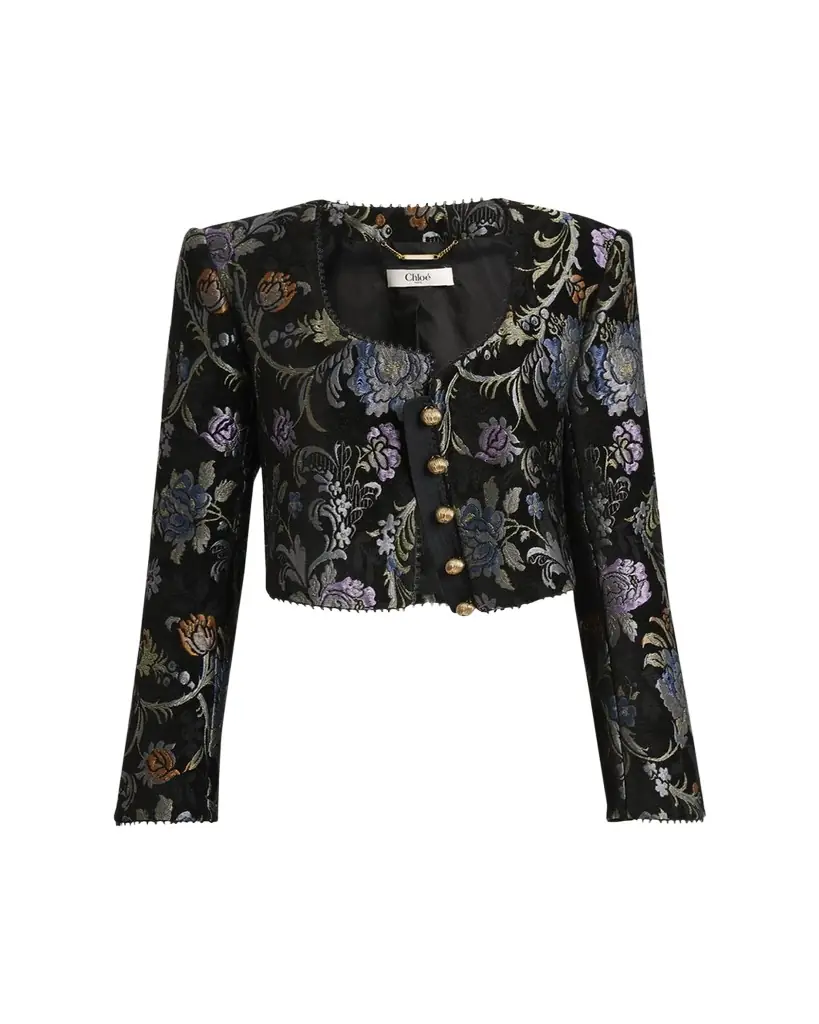 Chloe Floral Brocade Crop Jacket