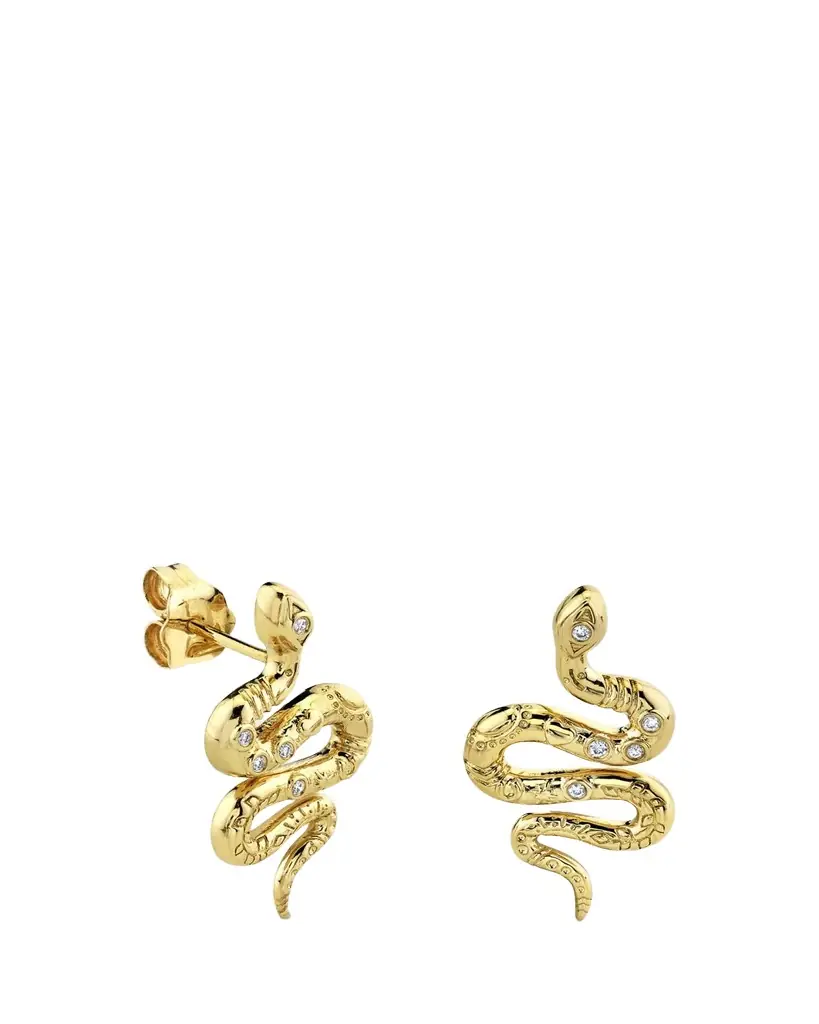 Sydney Evan 14K Yellow Gold Diamond Snake Stud Earring, Single