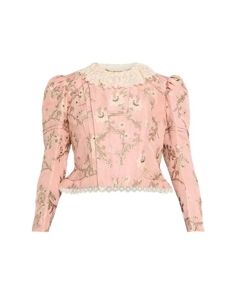 Chloe Floral-Jacquard Lace-Collar Jacket