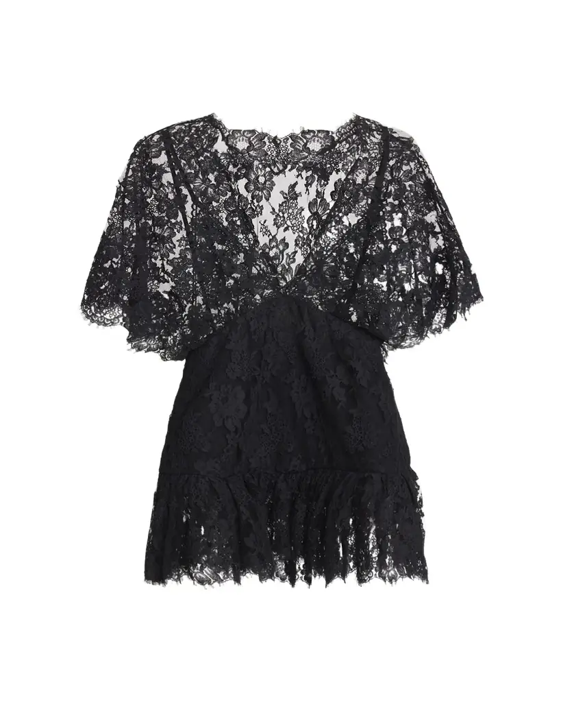 Chloe Lace Short-Sleeve Ruffle Top