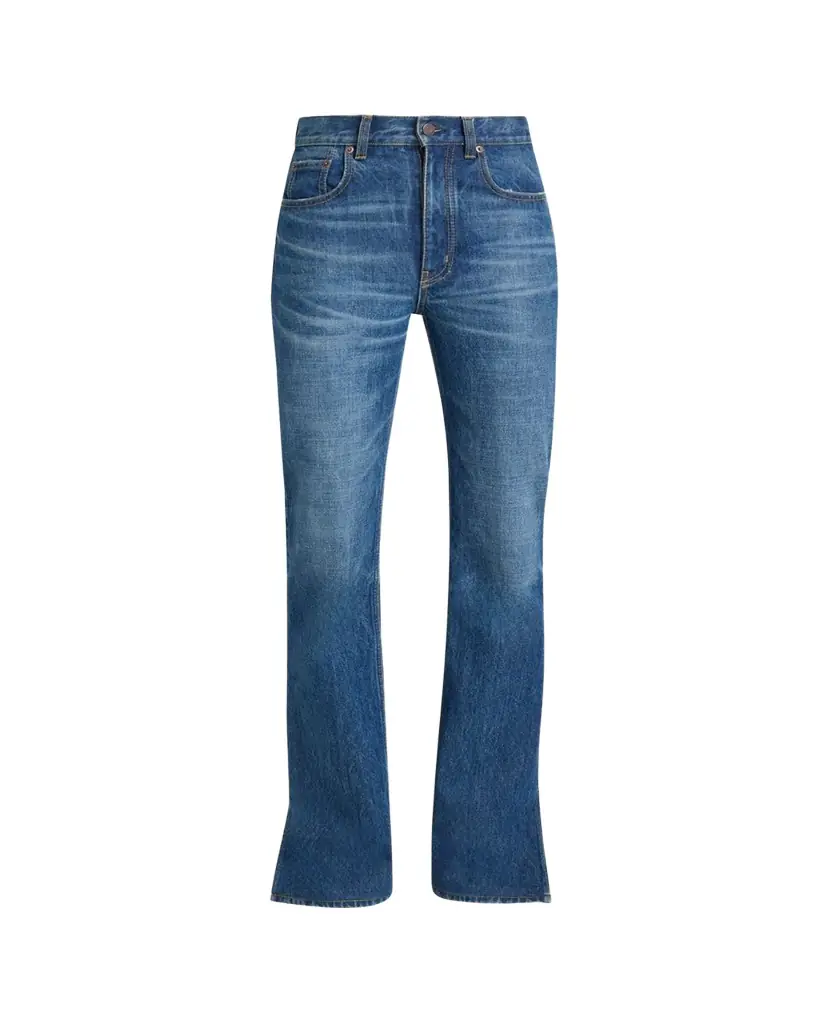 Chloe Denim Bootcut-Leg Split-Hem Pants