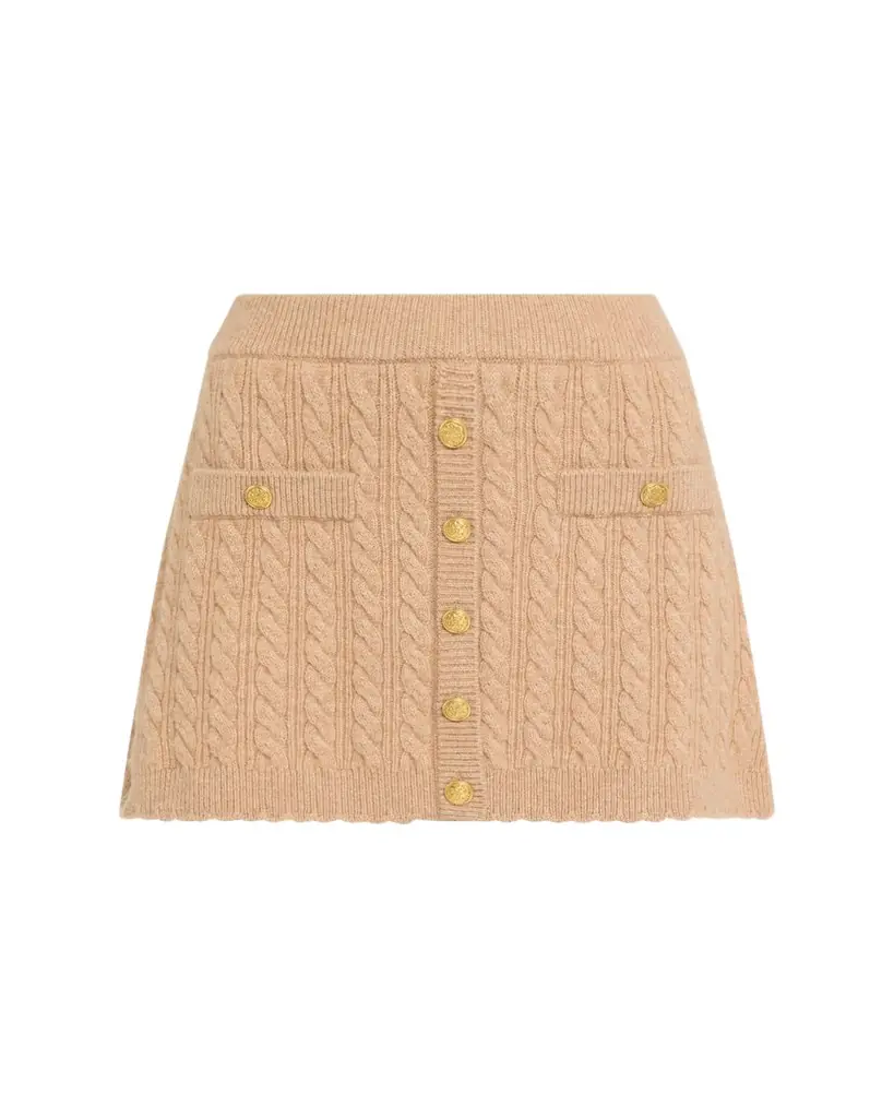 LoveShackFancy Berritt Cable-Knit Mini Skirt