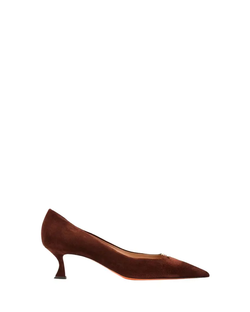 Santoni 55mm Sabine Suede Buckle Pumps