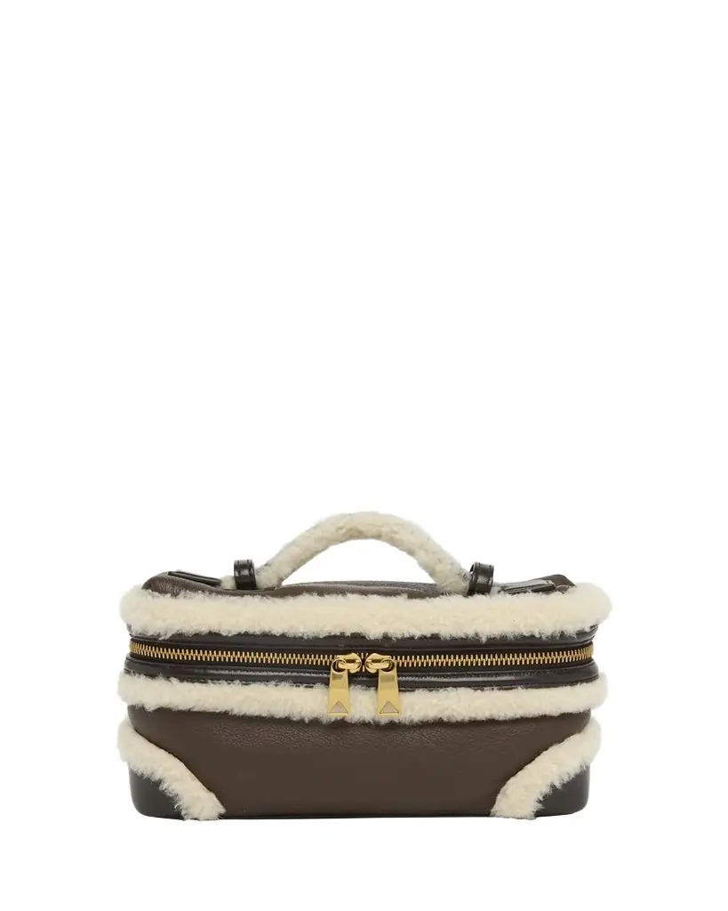 Bottega Veneta Bang Bang Shearling Vanity Top-Handle Bag