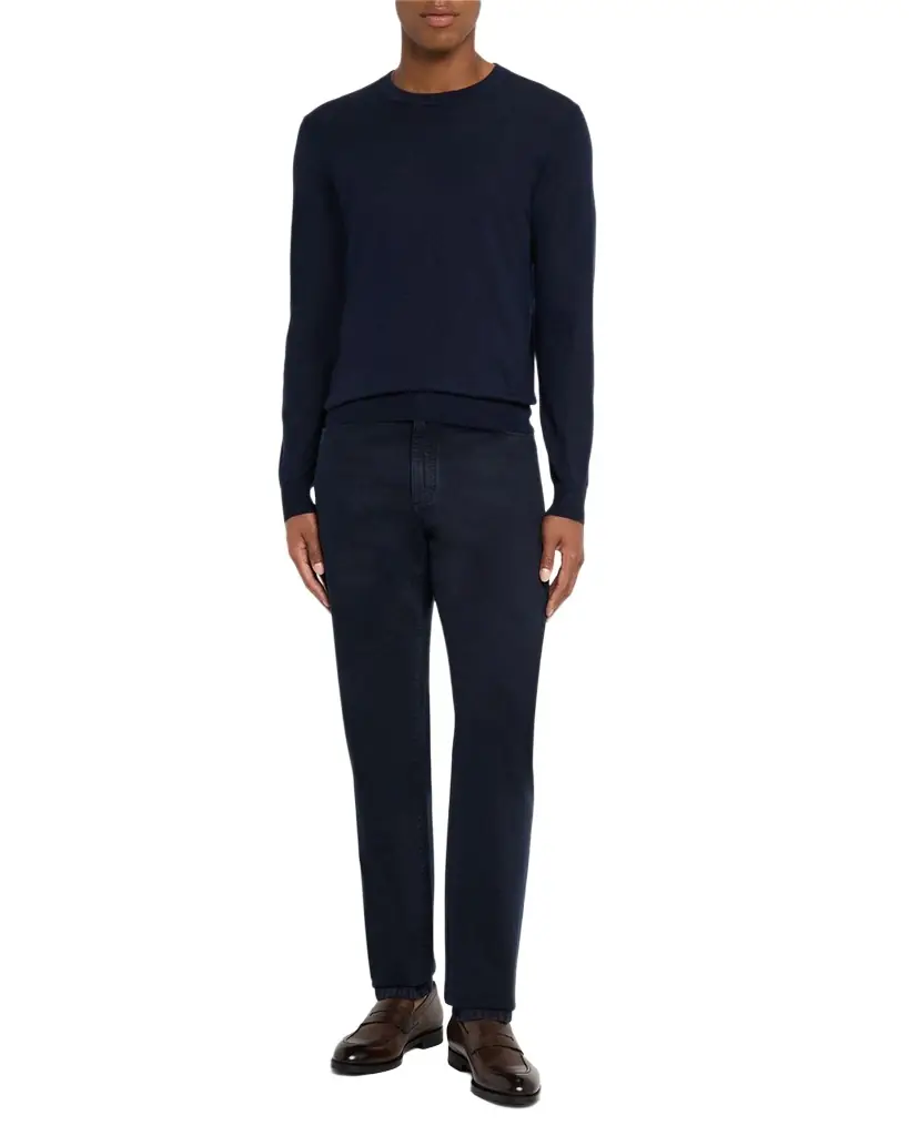 ZEGNA Men's Slim-Fit Marbled Cotton Five-Pocket Pants