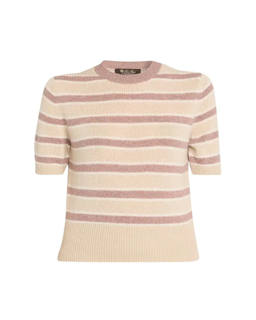 Loro Piana Fobello Cashmere Striped Crewneck Sweater