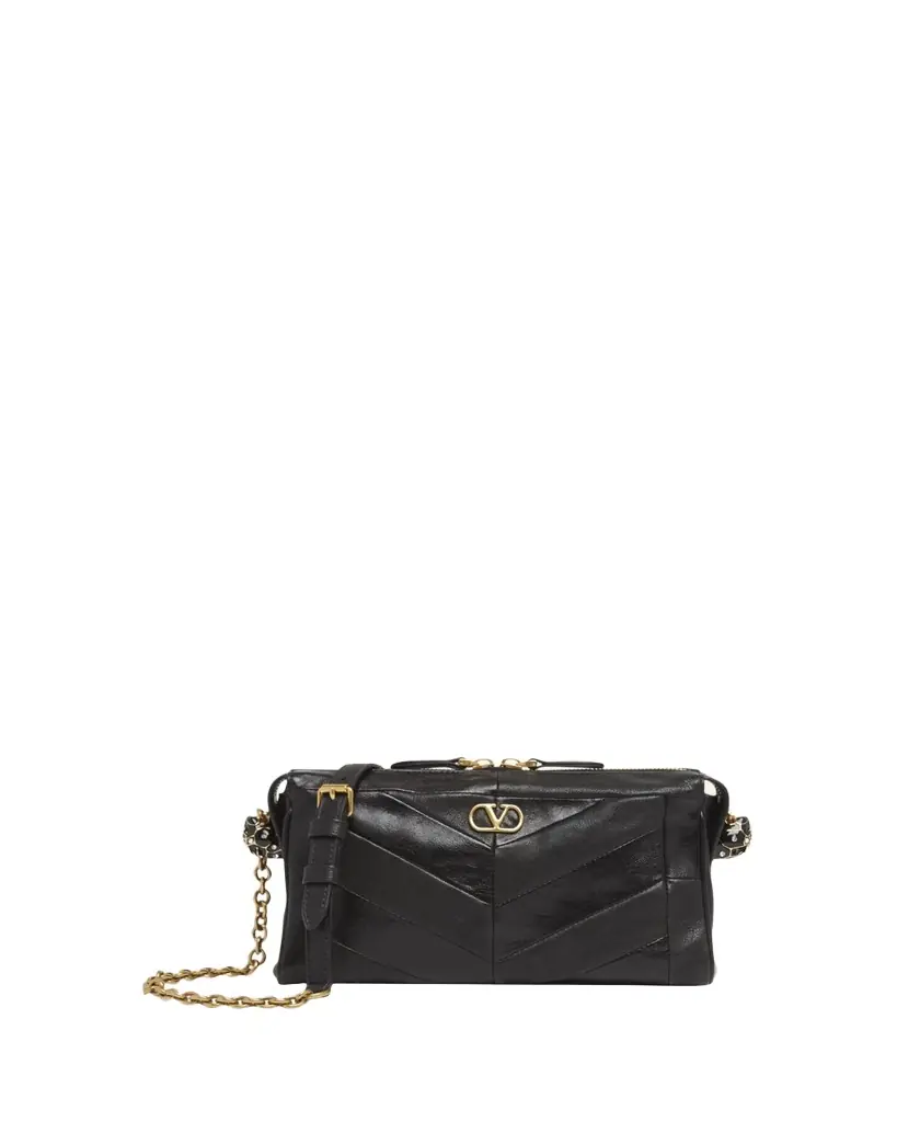 Valentino Garavani Small Chevron Patchwork Leather Shoulder Bag