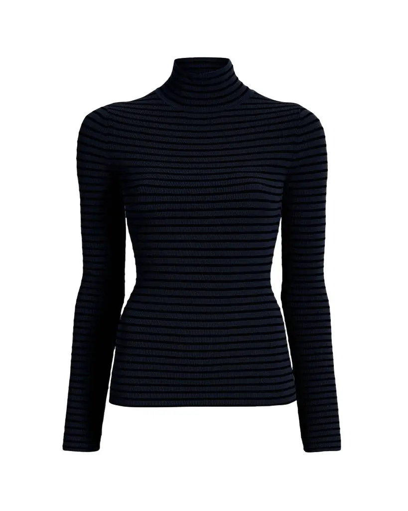 Proenza Schouler Didi Matte Viscose Velvet Stripe Turtleneck