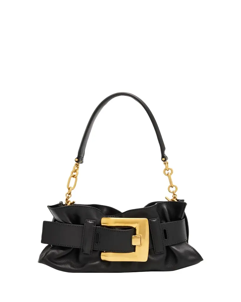 Balmain Anthem Mini Belted Leather Shoulder Bag