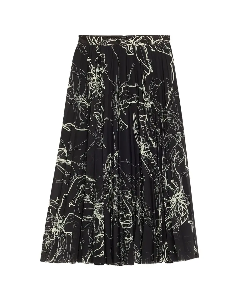 Jason Wu Collection Pleated Floral-Print Chiffon Midi Skirt