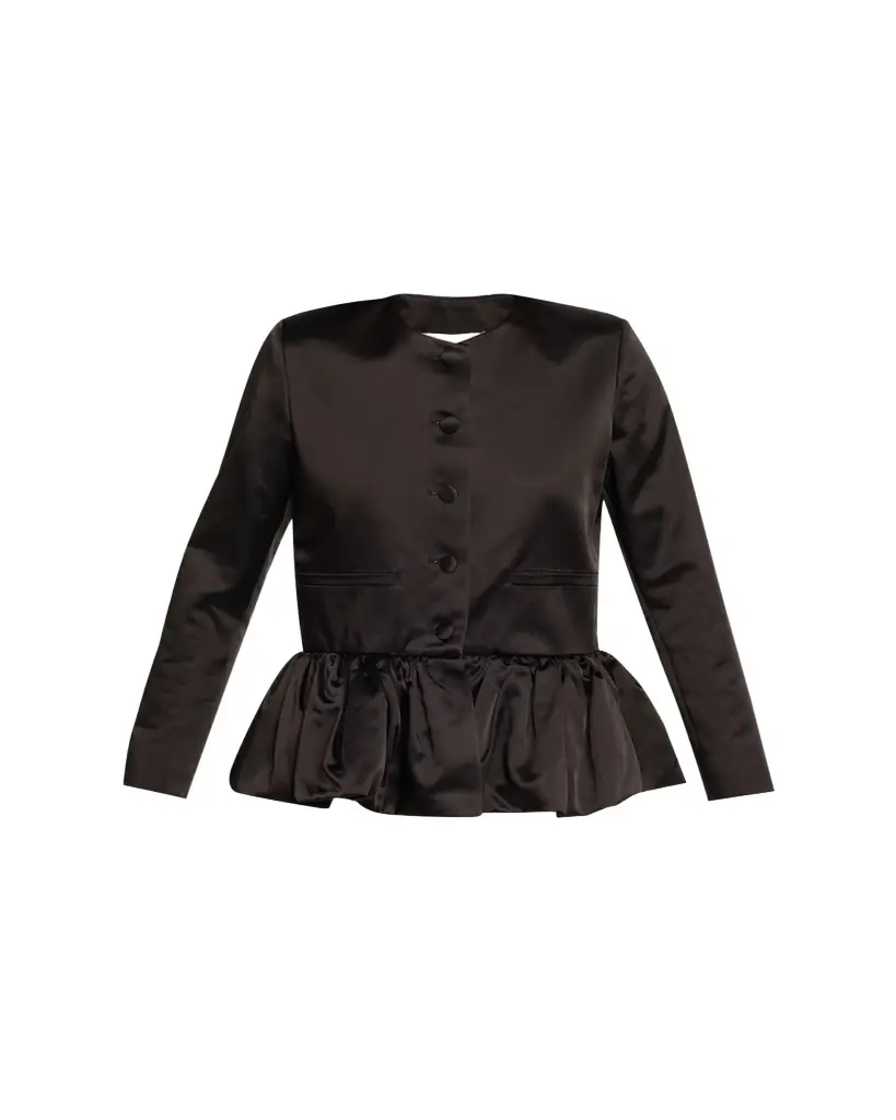 Liberowe Single-Breasted Satin Peplum Jacket