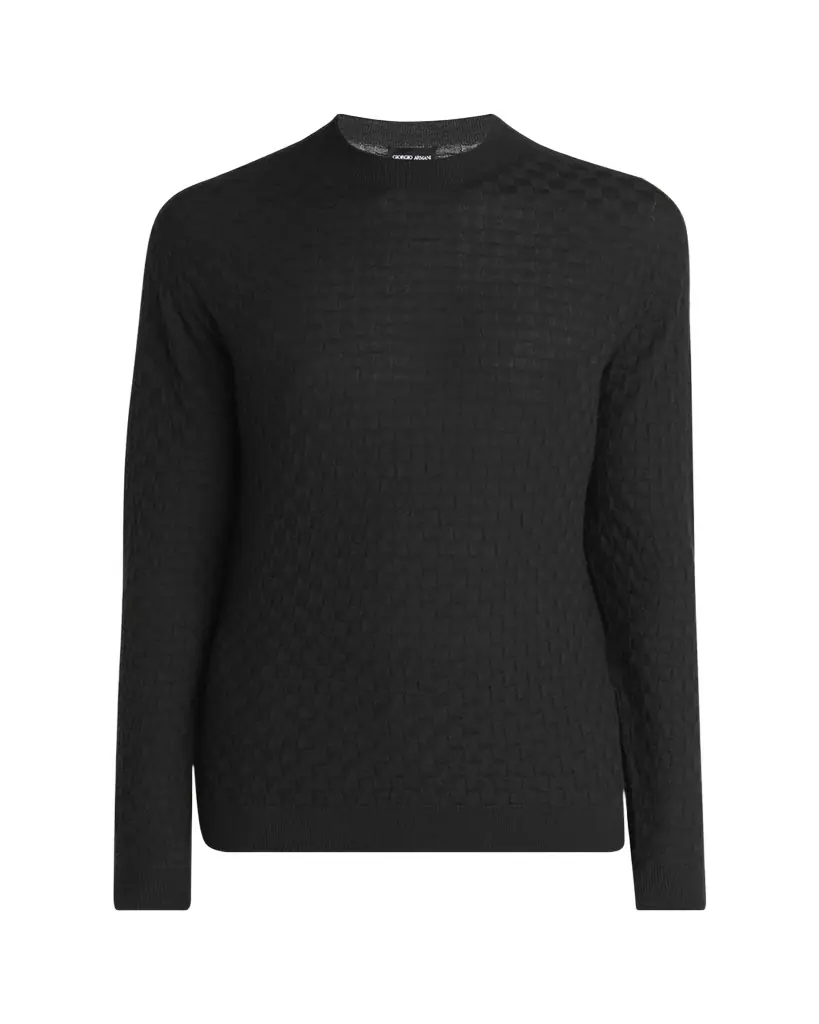 Giorgio Armani Men's Quadrant Knit Cashmere and Silk Crewneck Sweater