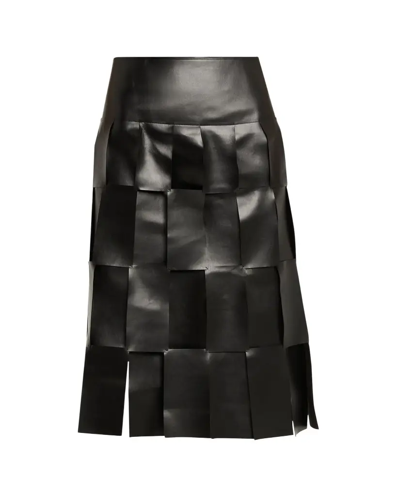 A.W.A.K.E. MODE Faux Leather Multi-Rectangle Midi Skirt