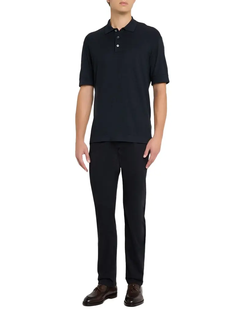 ZEGNA Men's Cotton and Silk Tipped Polo Shirt