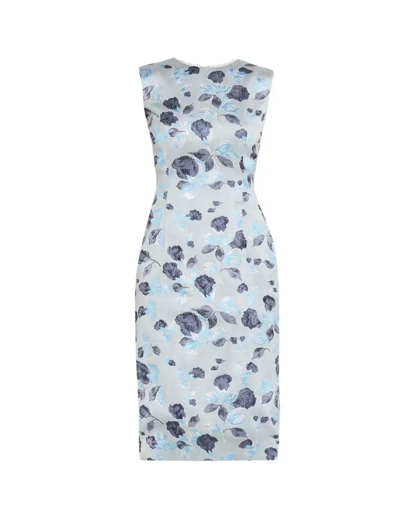 Prabal Gurung Metallic Floral Jacquard Sleeveless Midi Dress
