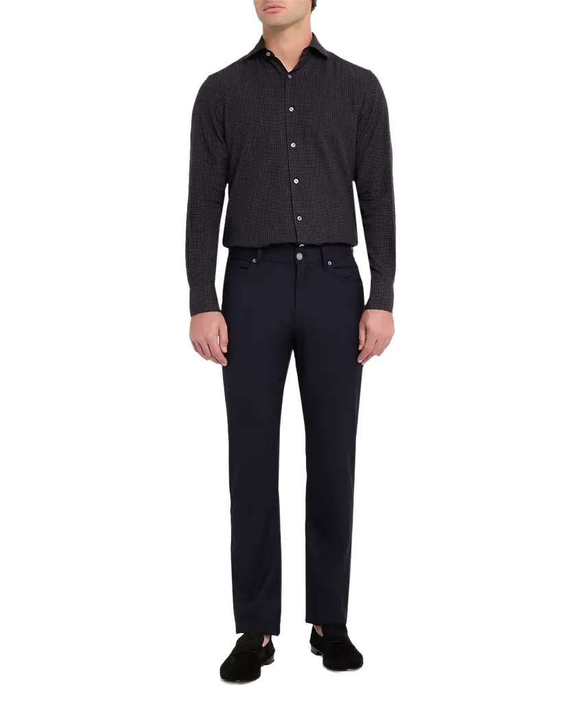 ZEGNA Men's Cotton and Cashmere Check Button-Down Shirt