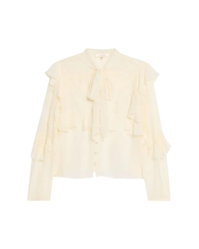 LoveShackFancy Farah Chiffon Lace Blouse