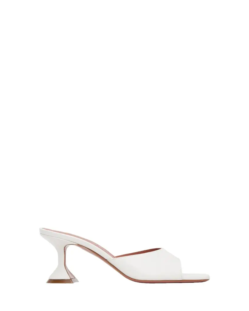 Amina Muaddi Lupita Leather Pedestal Mule Sandals
