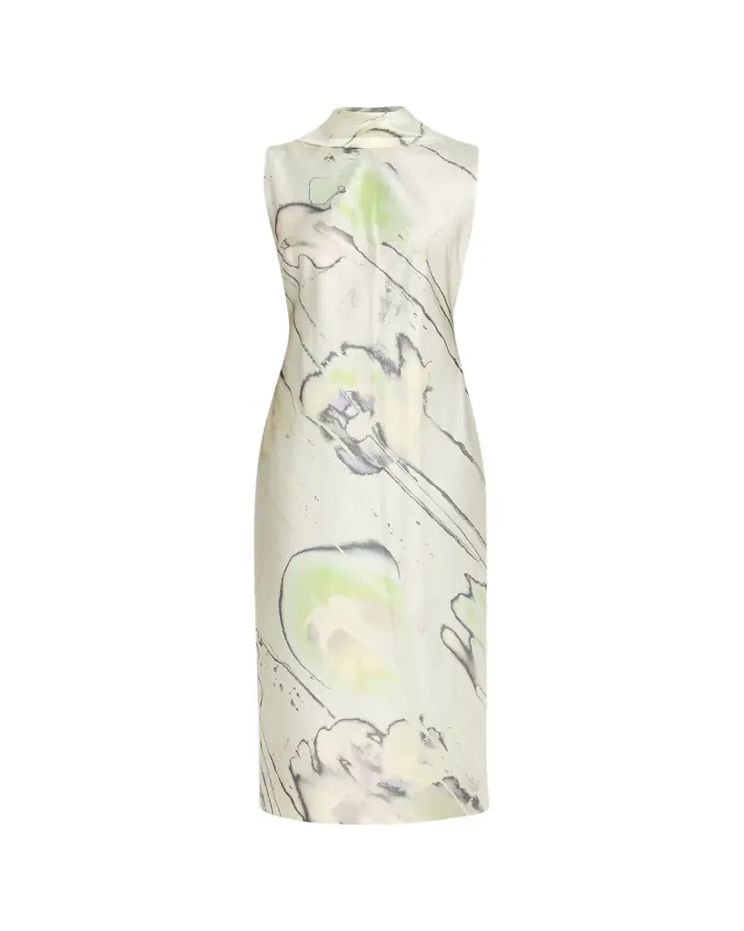 Jason Wu Collection Sleeveless Watercolor Bias-Cut Scarf Midi Dress