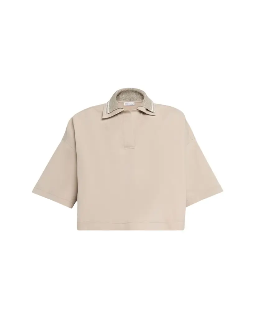 Brunello Cucinelli Techno Couture Fleece Polo Shirt With Double Knit Collar