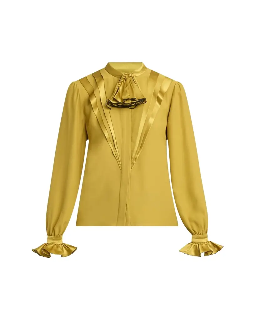 Valentino Garavani Ruffle Pleated Silk Blouse